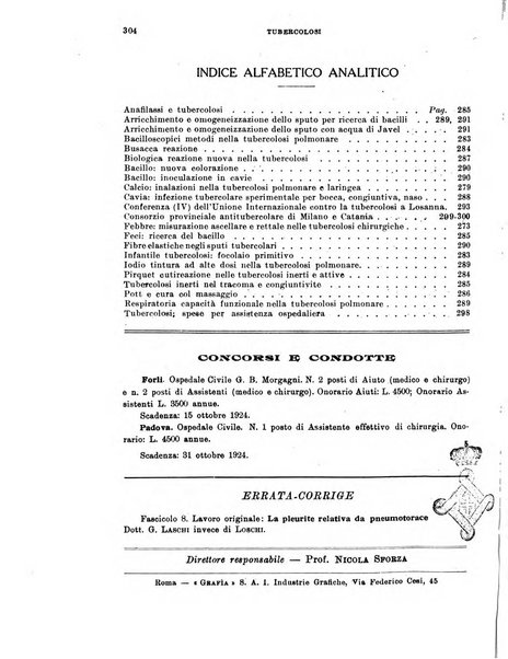 Tubercolosi giornale di studi e di lotta antitubercolare