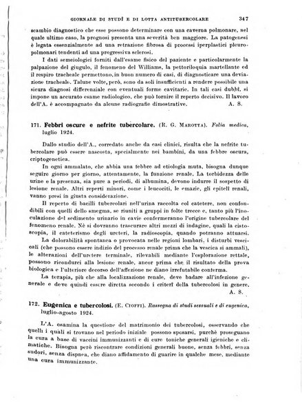 Tubercolosi giornale di studi e di lotta antitubercolare