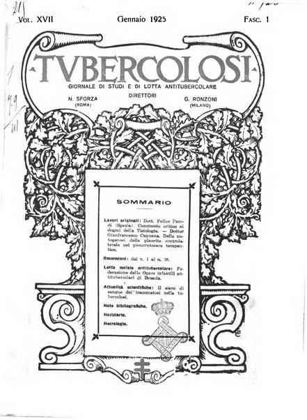 Tubercolosi giornale di studi e di lotta antitubercolare