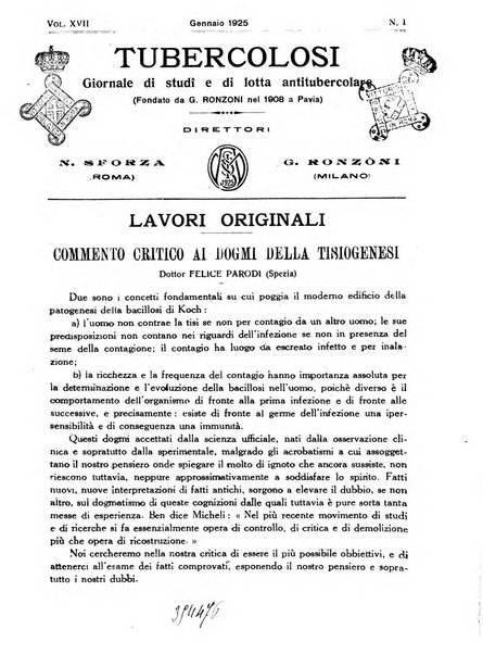 Tubercolosi giornale di studi e di lotta antitubercolare