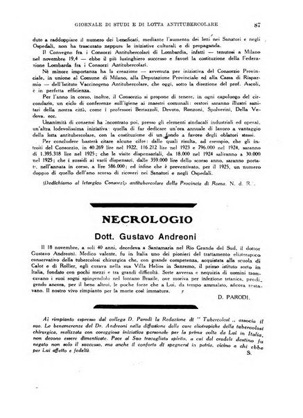 Tubercolosi giornale di studi e di lotta antitubercolare