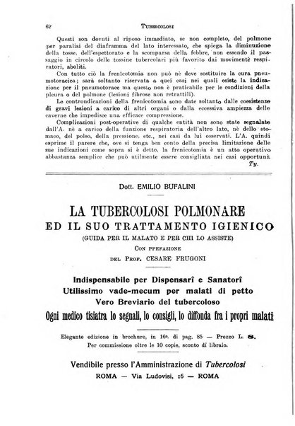 Tubercolosi giornale di studi e di lotta antitubercolare