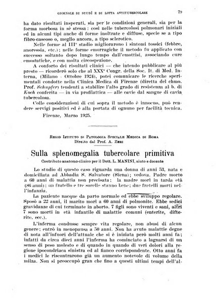 Tubercolosi giornale di studi e di lotta antitubercolare