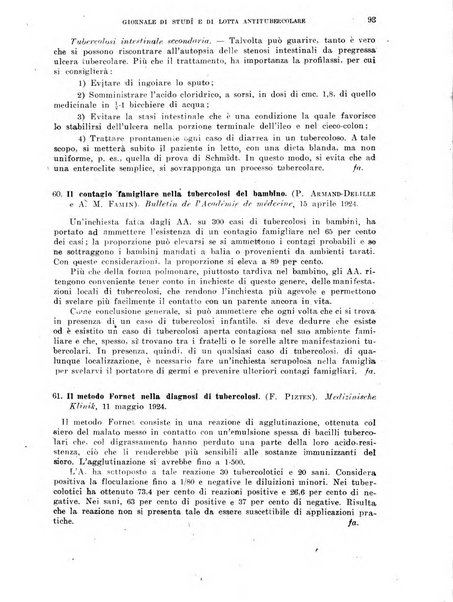 Tubercolosi giornale di studi e di lotta antitubercolare