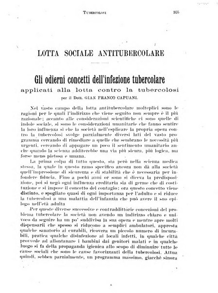 Tubercolosi giornale di studi e di lotta antitubercolare