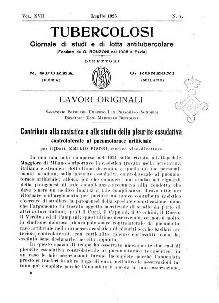 Tubercolosi giornale di studi e di lotta antitubercolare