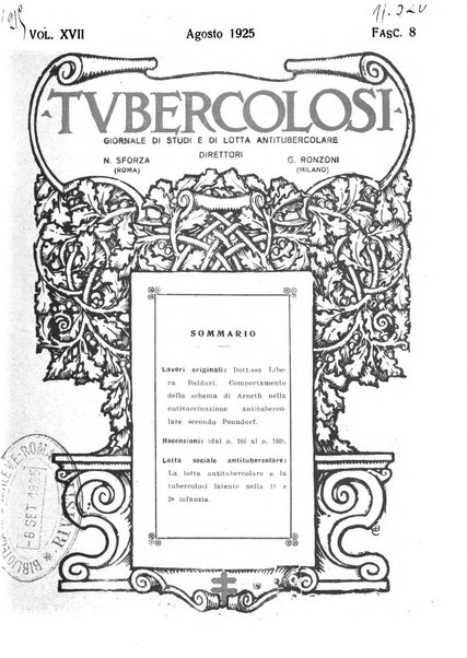 Tubercolosi giornale di studi e di lotta antitubercolare