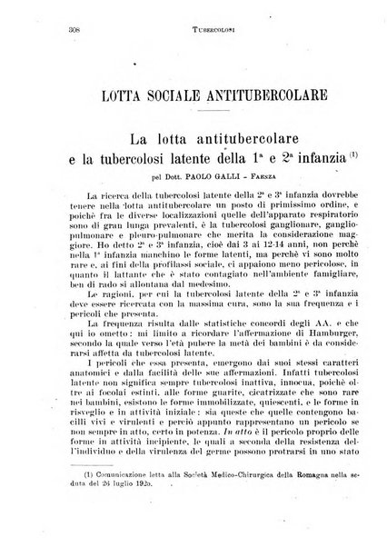 Tubercolosi giornale di studi e di lotta antitubercolare