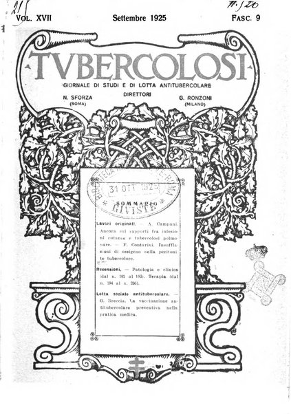 Tubercolosi giornale di studi e di lotta antitubercolare