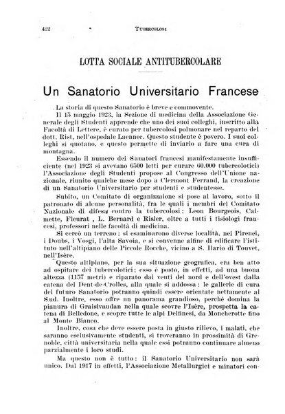 Tubercolosi giornale di studi e di lotta antitubercolare