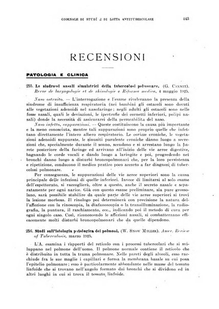 Tubercolosi giornale di studi e di lotta antitubercolare