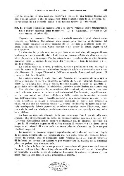 Tubercolosi giornale di studi e di lotta antitubercolare