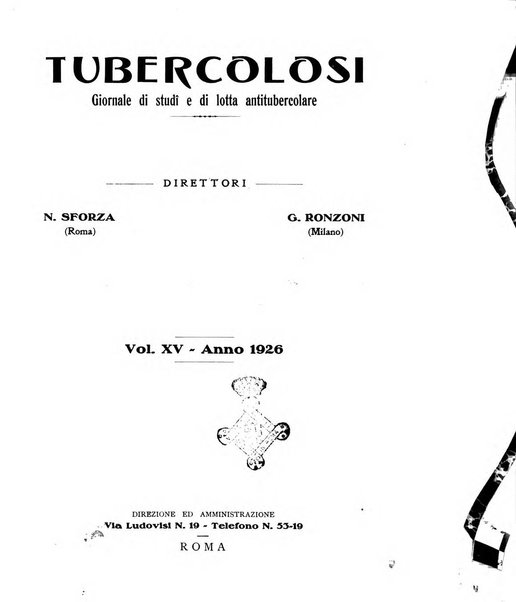 Tubercolosi giornale di studi e di lotta antitubercolare