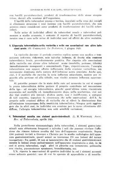 Tubercolosi giornale di studi e di lotta antitubercolare