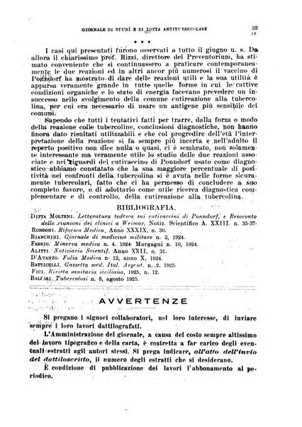 Tubercolosi giornale di studi e di lotta antitubercolare