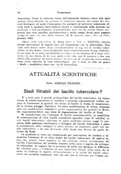 Tubercolosi giornale di studi e di lotta antitubercolare