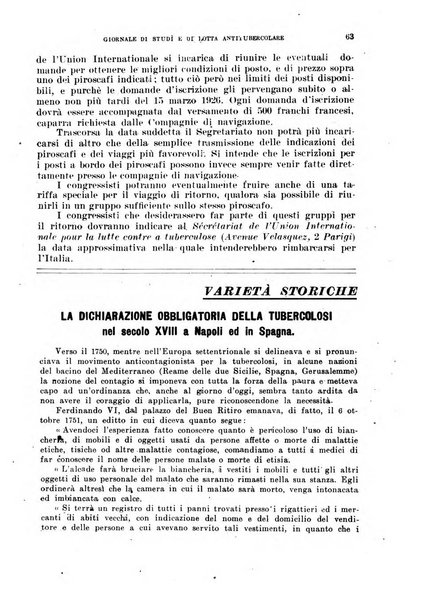 Tubercolosi giornale di studi e di lotta antitubercolare