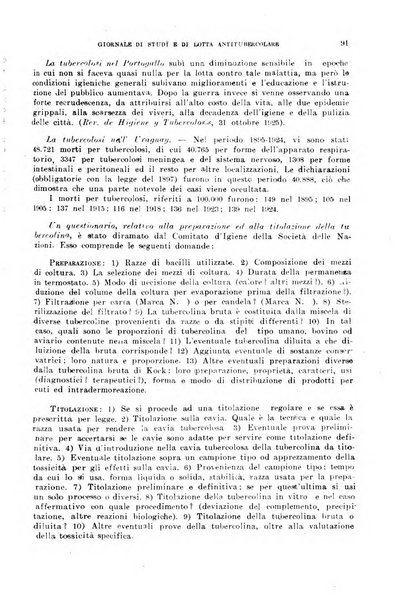 Tubercolosi giornale di studi e di lotta antitubercolare