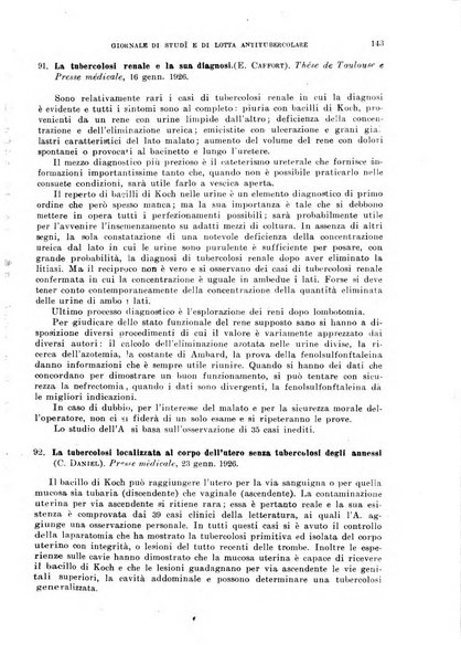 Tubercolosi giornale di studi e di lotta antitubercolare