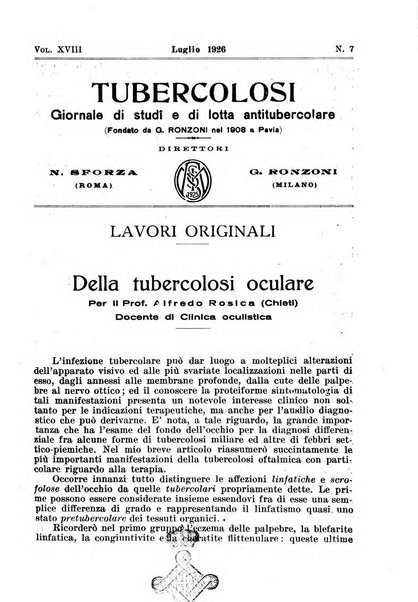 Tubercolosi giornale di studi e di lotta antitubercolare