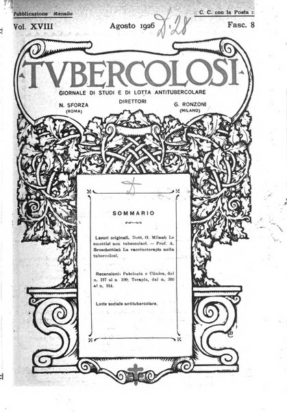 Tubercolosi giornale di studi e di lotta antitubercolare