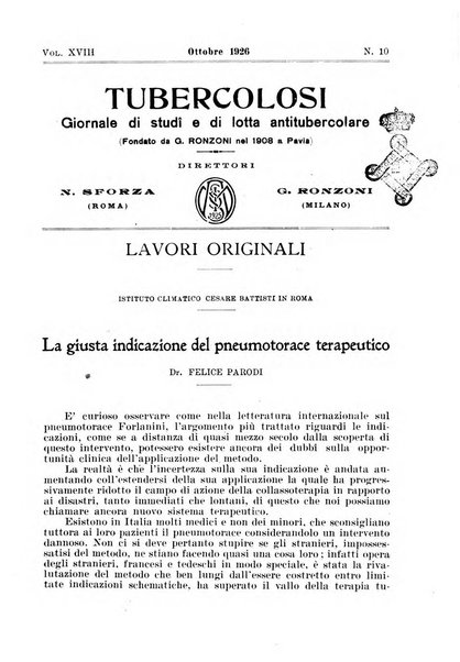 Tubercolosi giornale di studi e di lotta antitubercolare