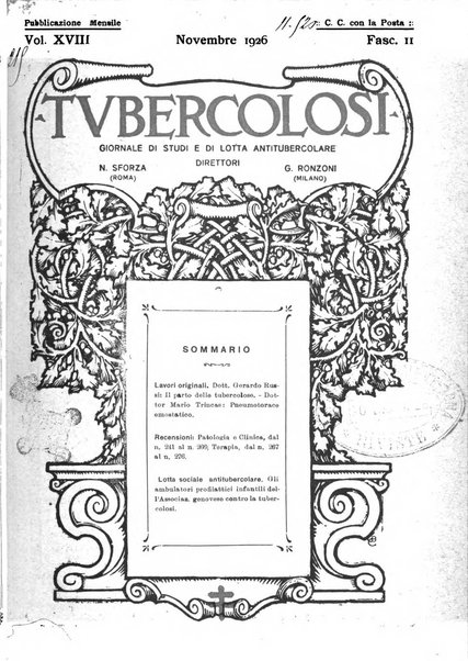 Tubercolosi giornale di studi e di lotta antitubercolare