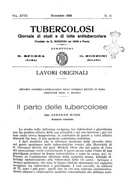 Tubercolosi giornale di studi e di lotta antitubercolare