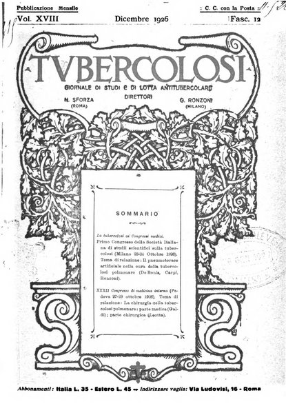 Tubercolosi giornale di studi e di lotta antitubercolare