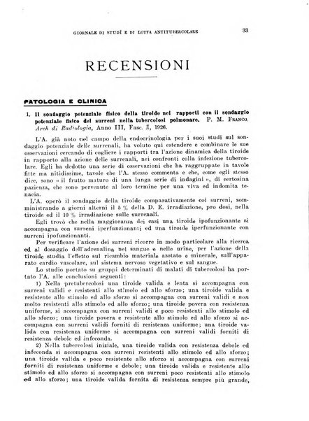 Tubercolosi giornale di studi e di lotta antitubercolare