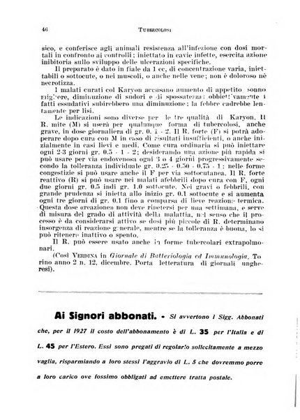 Tubercolosi giornale di studi e di lotta antitubercolare