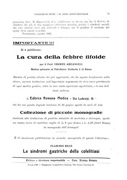 Tubercolosi giornale di studi e di lotta antitubercolare