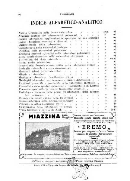 Tubercolosi giornale di studi e di lotta antitubercolare