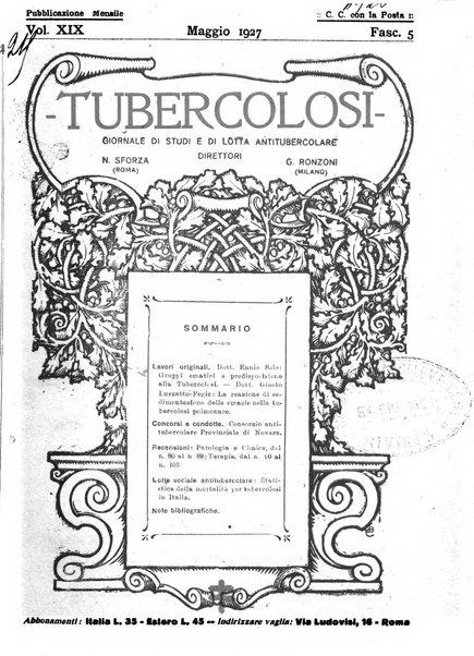 Tubercolosi giornale di studi e di lotta antitubercolare