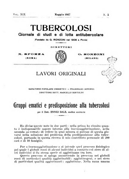 Tubercolosi giornale di studi e di lotta antitubercolare