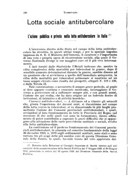 Tubercolosi giornale di studi e di lotta antitubercolare