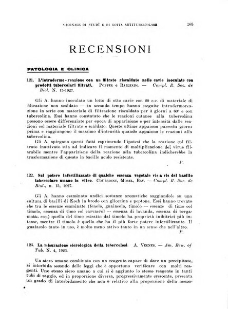 Tubercolosi giornale di studi e di lotta antitubercolare