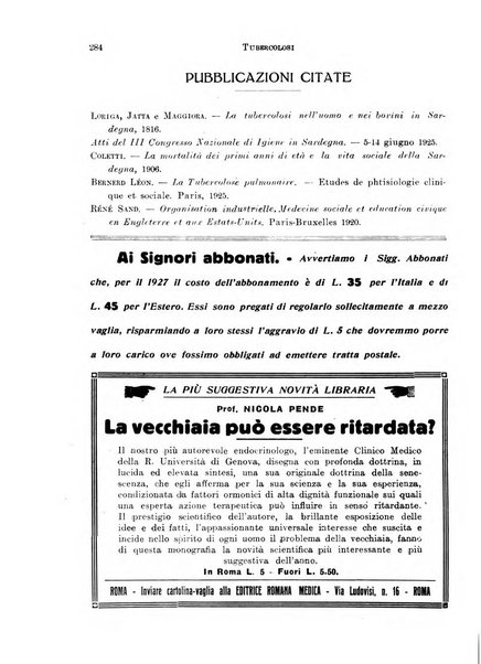 Tubercolosi giornale di studi e di lotta antitubercolare