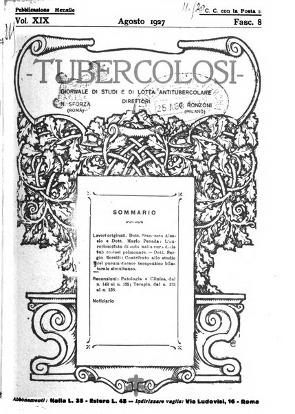 Tubercolosi giornale di studi e di lotta antitubercolare