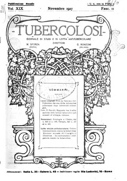 Tubercolosi giornale di studi e di lotta antitubercolare