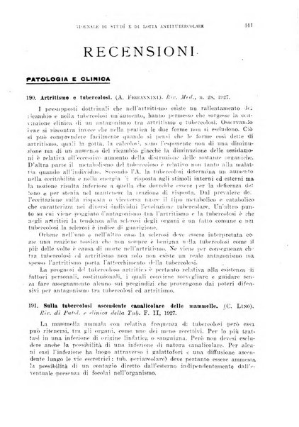 Tubercolosi giornale di studi e di lotta antitubercolare