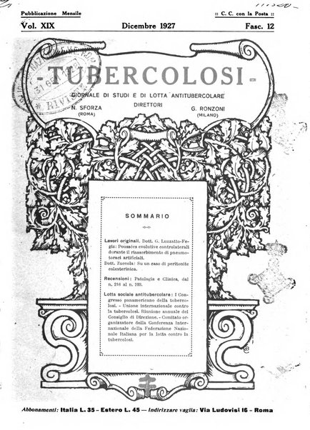 Tubercolosi giornale di studi e di lotta antitubercolare