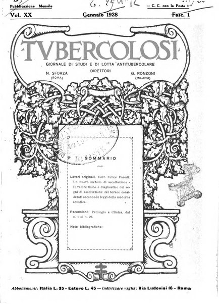 Tubercolosi giornale di studi e di lotta antitubercolare