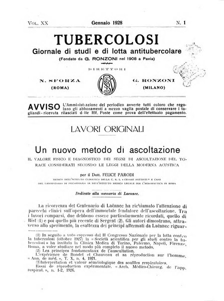 Tubercolosi giornale di studi e di lotta antitubercolare