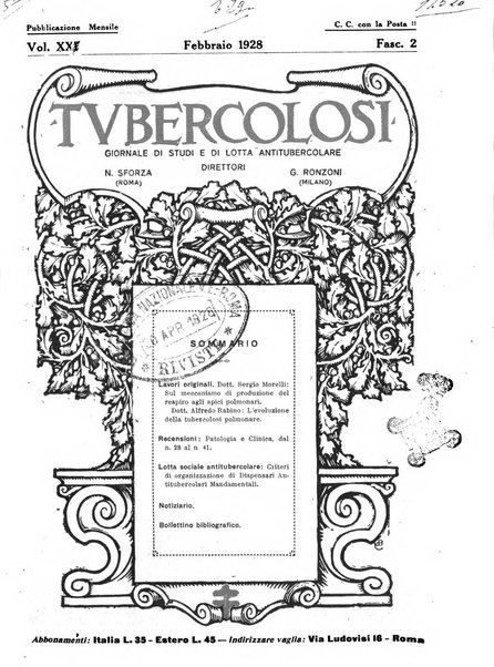 Tubercolosi giornale di studi e di lotta antitubercolare