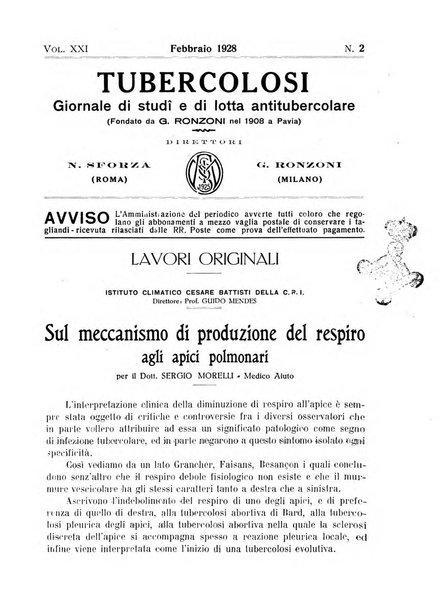 Tubercolosi giornale di studi e di lotta antitubercolare