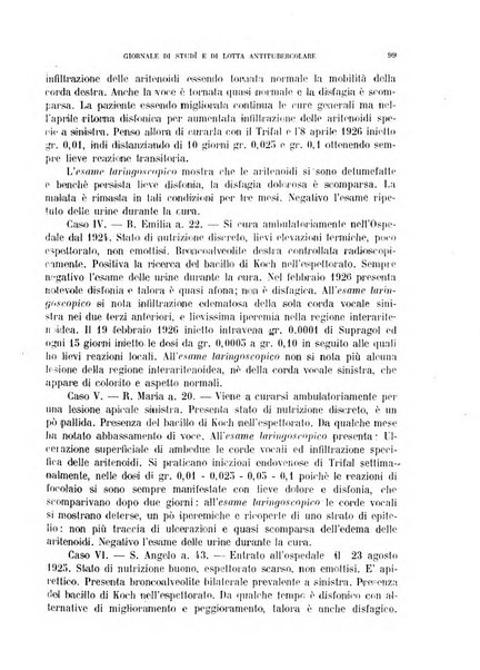 Tubercolosi giornale di studi e di lotta antitubercolare