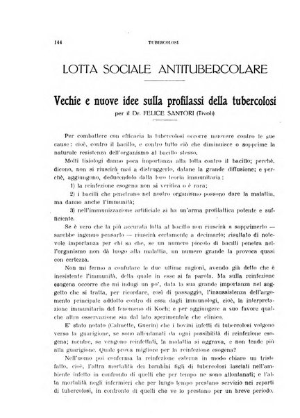 Tubercolosi giornale di studi e di lotta antitubercolare