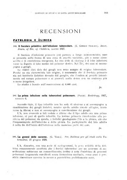 Tubercolosi giornale di studi e di lotta antitubercolare