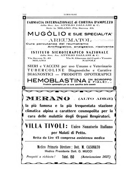 Tubercolosi giornale di studi e di lotta antitubercolare